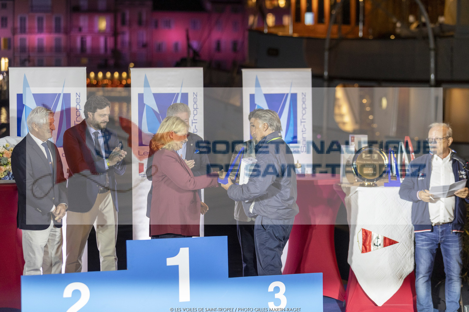 02 10 2022, Saint-Tropez (FRA,83), Voiles de Saint-Tropez 2022,  prizegiving 02 10 2022, Saint-Tropez (FRA,83), Voiles de Saint-Tropez 2022,  prizegiving